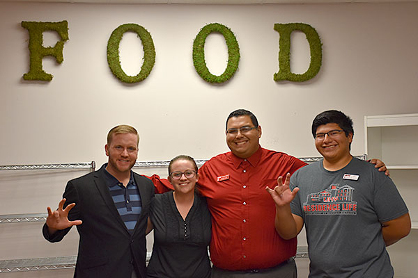 Michael Wilkinson, left, director of UHV Student Life & Services; Sara Weinstein and Freddie Cantu, both UHV Student Life & Services coordinators; and Alvaro De La Cruz, UHV Student Government Association president.