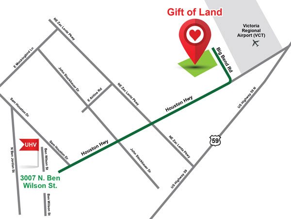 Map of gift of 65 acres of land
