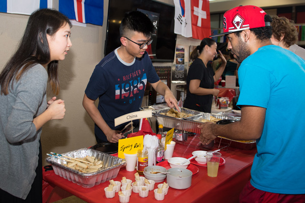 UHV International Festival food buffet and people