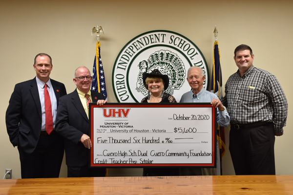 Cuero Community Foundation donates $5600 to UHV for Dual Credit Teacher Prep. Scholarship